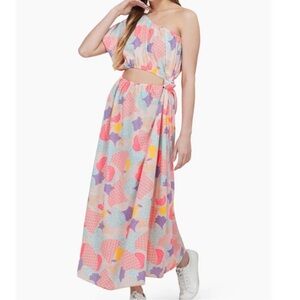 America & Beyond Cotton Candy One Shoulder Dress Maxi Dress